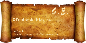 Ofenbeck Etelka névjegykártya